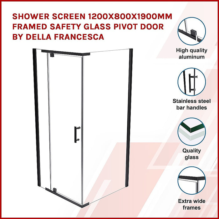 Shower Screen 1200x800x1900mm Framed Safety Glass Pivot Door By Della FrancescaHigh Quality