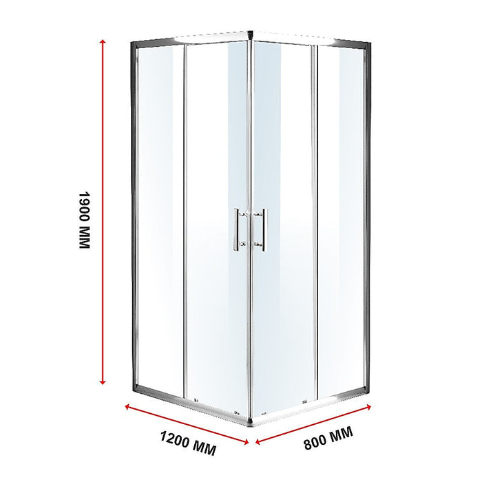 1200 x 800mm Sliding Door Nano Safety Glass Shower Screen By Della FrancescaHigh Quality