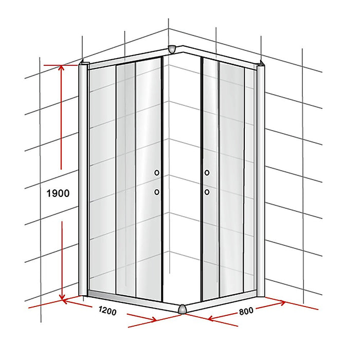 1200 x 800mm Sliding Door Nano Safety Glass Shower Screen By Della FrancescaHigh Quality