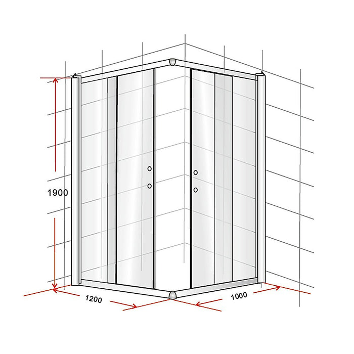 1200 x 900mm Sliding Door Nano Safety Glass Shower Screen By Della FrancescaHigh Quality