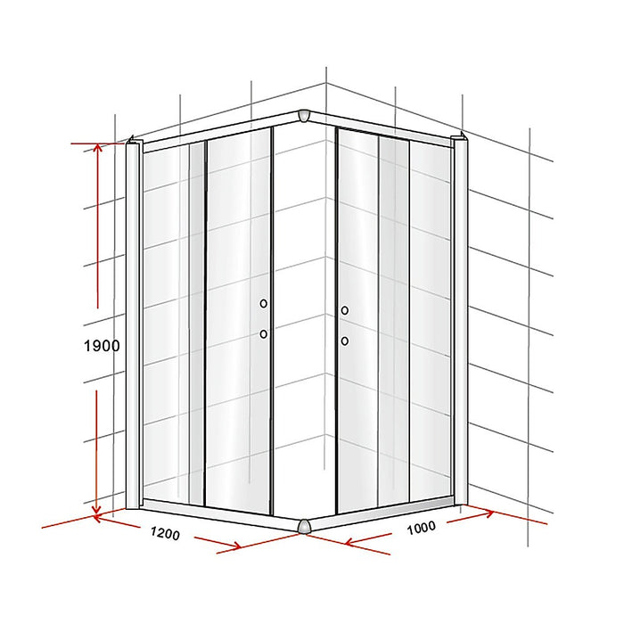 1200 x 1000mm Sliding Door Nano Safety Glass Shower Screen By Della FrancescaHigh Quality