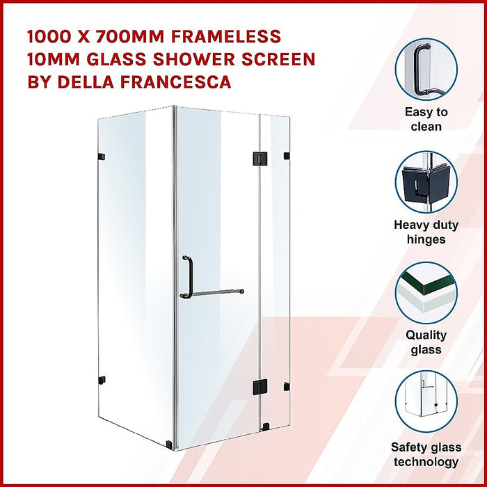 1000 x 700mm Frameless 10mm Glass Shower Screen By Della FrancescaHigh Quality