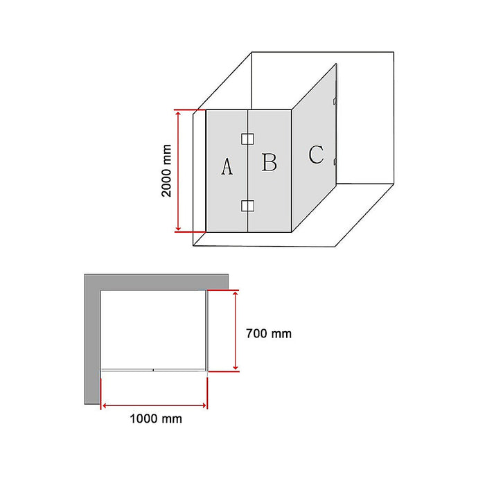 1000 x 700mm Frameless 10mm Glass Shower Screen By Della FrancescaHigh Quality