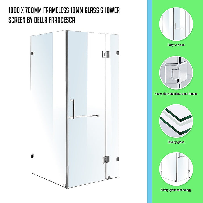 1000 x 700mm Frameless 10mm Glass Shower Screen By Della FrancescaHigh Quality