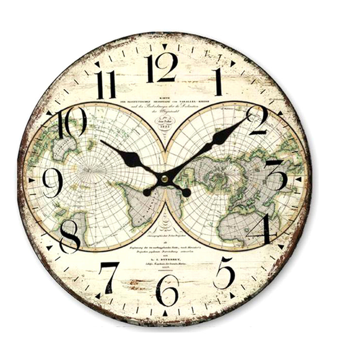 Z1022 34cm Rustic Vintage Wall Clock Coloured Stylish Design Art Sculpture MDF Boards