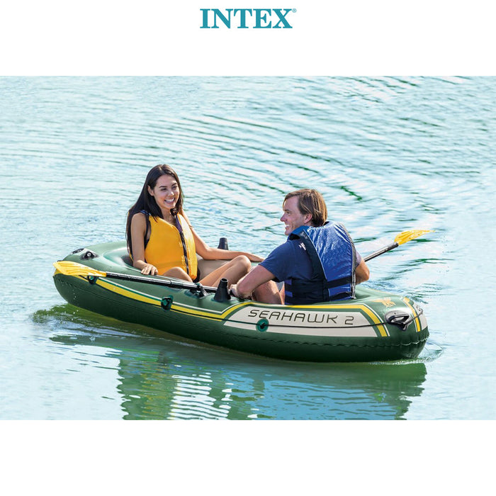 INTEX 236cm Seahawk 2 Person Inflatable Floating Sports Boat 2 Oars Pump