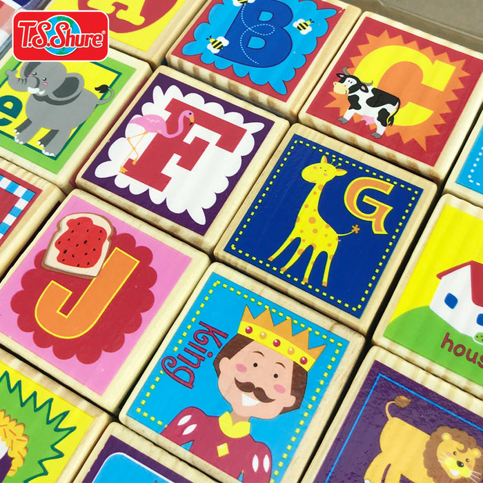 24 Wooden Countries Of The World + 26 Wooden Alphabet Kids Gift TS Shure Wooden Learning Blocks