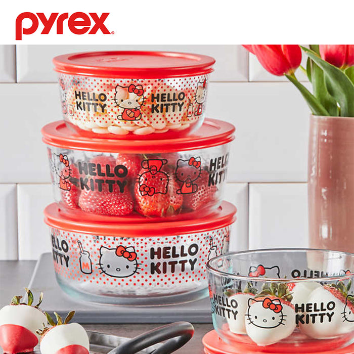 Pyrex 8pcs Glass Food Storage lock Containers with lid Hello Kitty / Star Wars / Mickey Mouse