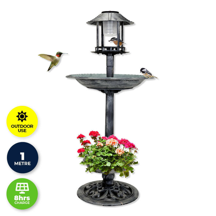 Garden Greens With Feeding Station And Lights 1M Bird Bath Solar Power