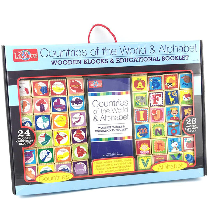 24 Wooden Countries Of The World + 26 Wooden Alphabet Kids Gift TS Shure Wooden Learning Blocks