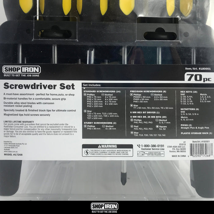 With Plastic Storage Rack Shop Iron Screw Driver Set 70 Pieces PH, SL And Star