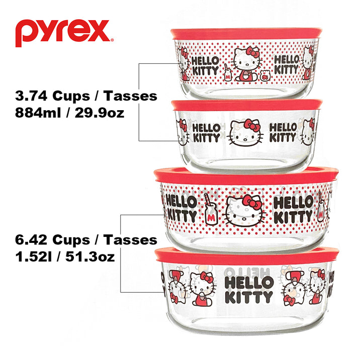 Pyrex 8pcs Glass Food Storage lock Containers with lid Hello Kitty / Star Wars / Mickey Mouse