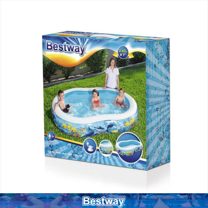 Bestway Inflatable Kids Backyard Swimming Pool Aquarium sealife Fun Blue Fantastic With Ocean Animal