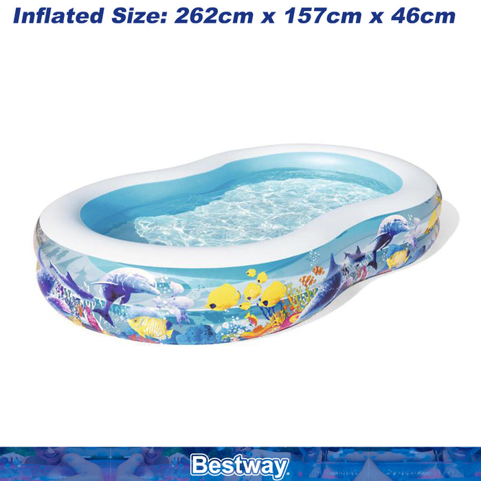 Bestway Inflatable Kids Backyard Swimming Pool Aquarium sealife Fun Blue Fantastic With Ocean Animal