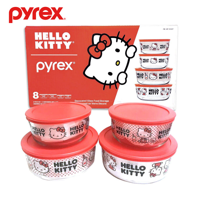 Pyrex 8pcs Glass Food Storage lock Containers with lid Hello Kitty / Star Wars / Mickey Mouse