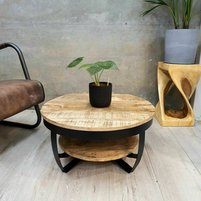 [Mango Trees] "Solent" Mango Wood Coffee Table 65cm Rough Finish