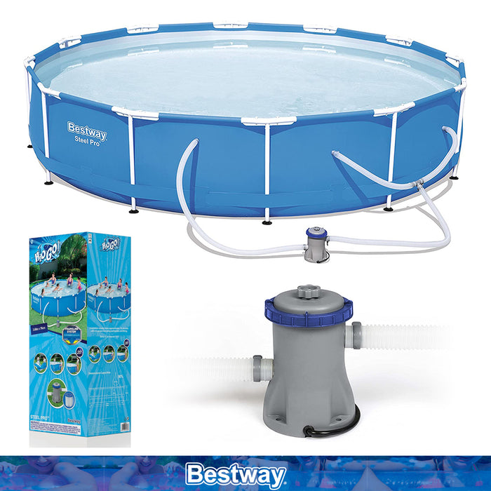 Bestway 12FT Swimming Pool 3.66M Above Ground Filter Pump Power Steel Frame