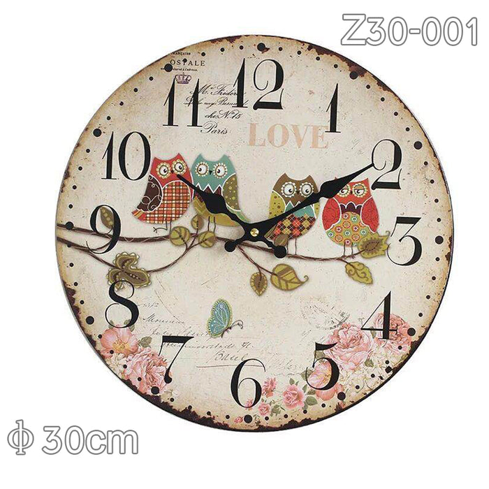 34cm Rustic Vintage Wall Clock Coloured Stylish Design Art Sculpture MDF Boards