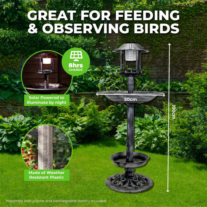 Garden Greens With Feeding Station And Lights 1M Bird Bath Solar Power