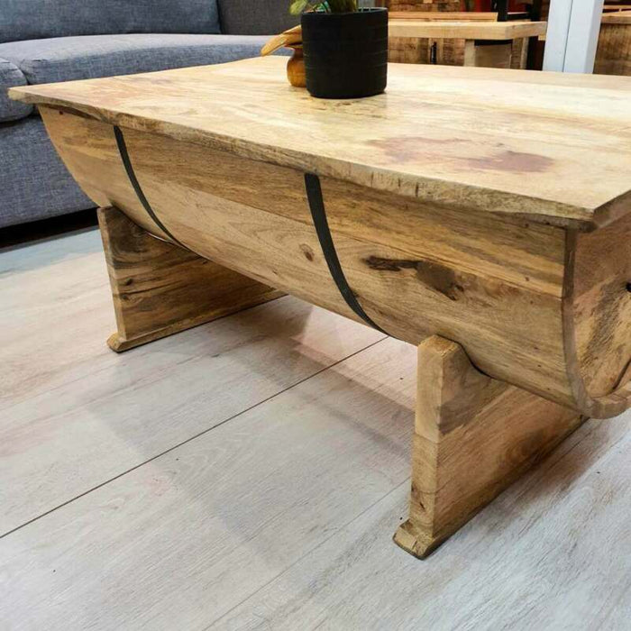 MANGO TREES "Big Barrel" Coffee Table 88 cm Long Solid Mango Wood