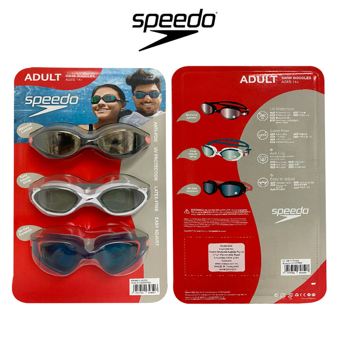 3xSpeedo Unisex Adult Swimming Goggles Speed Fit Clips UV Protection Anti Fog AU