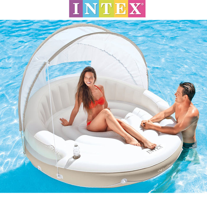 INTEX Shaded Pool Inflatable Island Float Canopy Deluxe Lounge Large 1.99m×1.5m