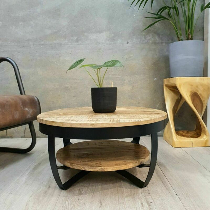 [Mango Trees] "Solent" Mango Wood Coffee Table 65cm Rough Finish