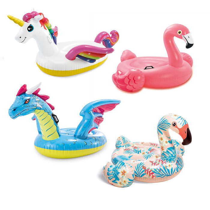 INTEX Giant Unicorn  / Pink Flamingo / Dragon Swimming Pool Ride On Float Raft Beach