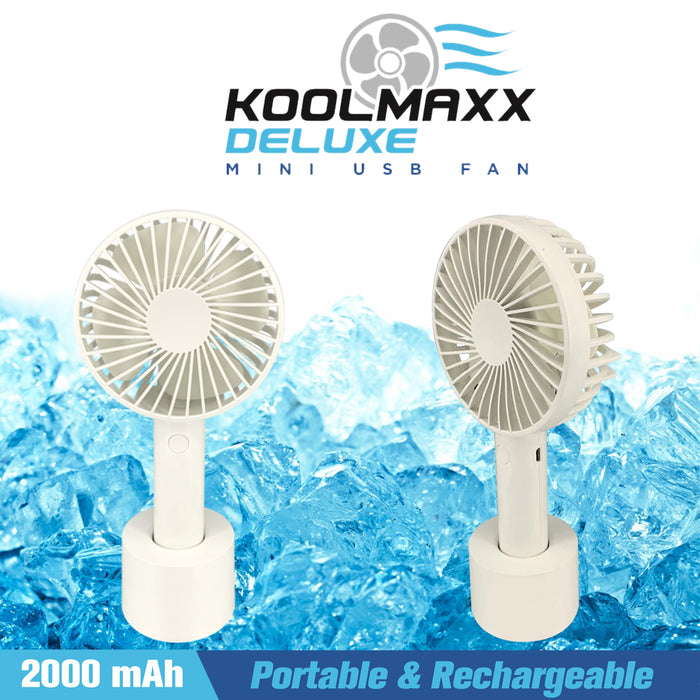 Koolmaxx Deluxe Mini Portable Fan Cool Air Hand Held Stand Rechargeable USB