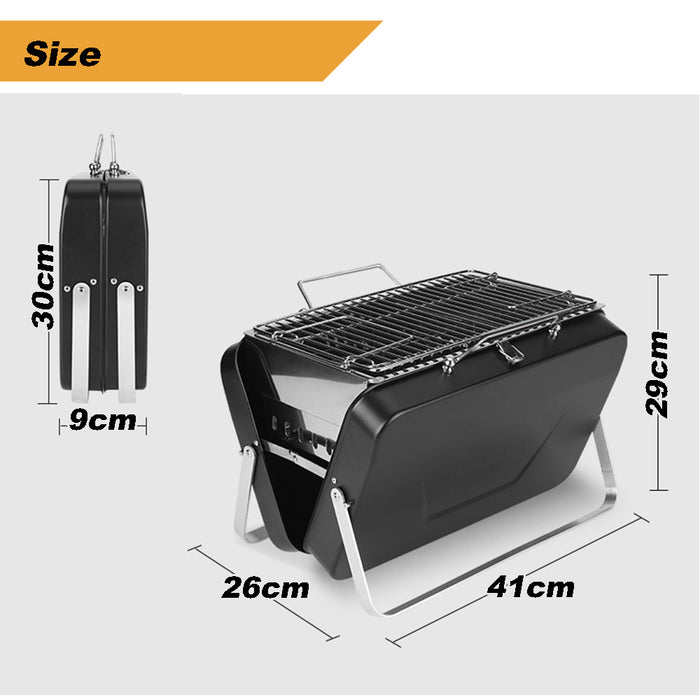 Folding Portable Grill with Metal Carrying Case Camping Charcoal BBQ Outdoor for