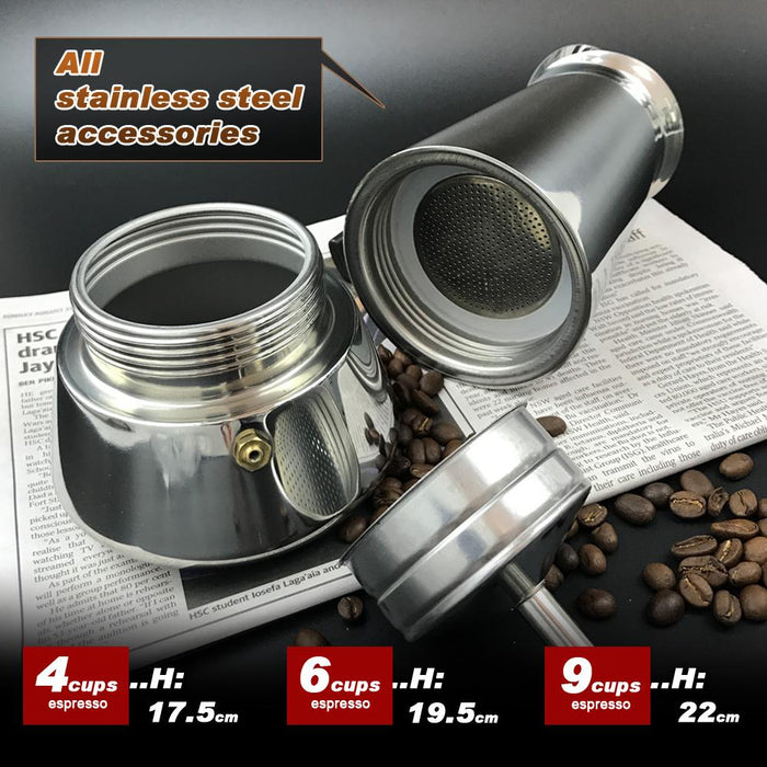 9Cups Stainless Steel Stove Top Espresso Italian Moka Coffee Maker Percolator Pot