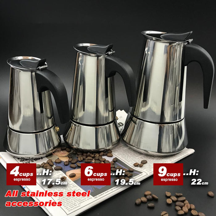 9Cups Stainless Steel Stove Top Espresso Italian Moka Coffee Maker Percolator Pot